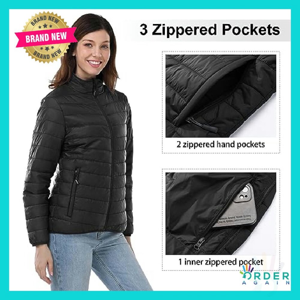 Quilted Lightweight Puffer Jacket Packable Full-Z… - image 4